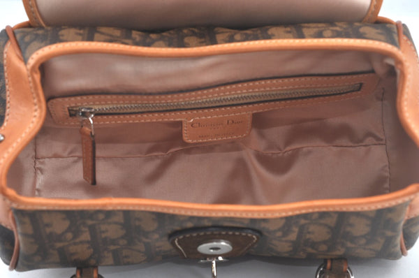 Authentic Christian Dior Trotter Romantic Hand Bag Purse PVC Leather Brown 1042J