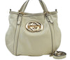 Authentic GUCCI Britt Sherry Line 2Way Tote Bag Leather 162886 White 1043J