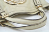 Authentic GUCCI Britt Sherry Line 2Way Tote Bag Leather 162886 White 1043J