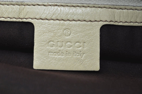 Authentic GUCCI Britt Sherry Line 2Way Tote Bag Leather 162886 White 1043J