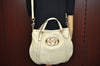 Authentic GUCCI Britt Sherry Line 2Way Tote Bag Leather 162886 White 1043J