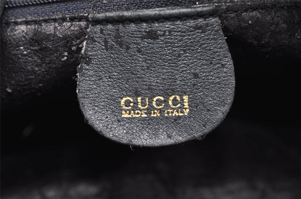 Authentic GUCCI Bamboo 2Way Shoulder Bag Leather Navy Blue Junk 1044I