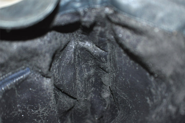 Authentic GUCCI Bamboo 2Way Shoulder Bag Leather Navy Blue Junk 1044I