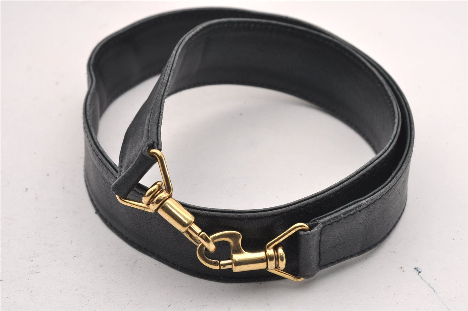 Authentic GUCCI Bamboo 2Way Shoulder Bag Leather Navy Blue Junk 1044I