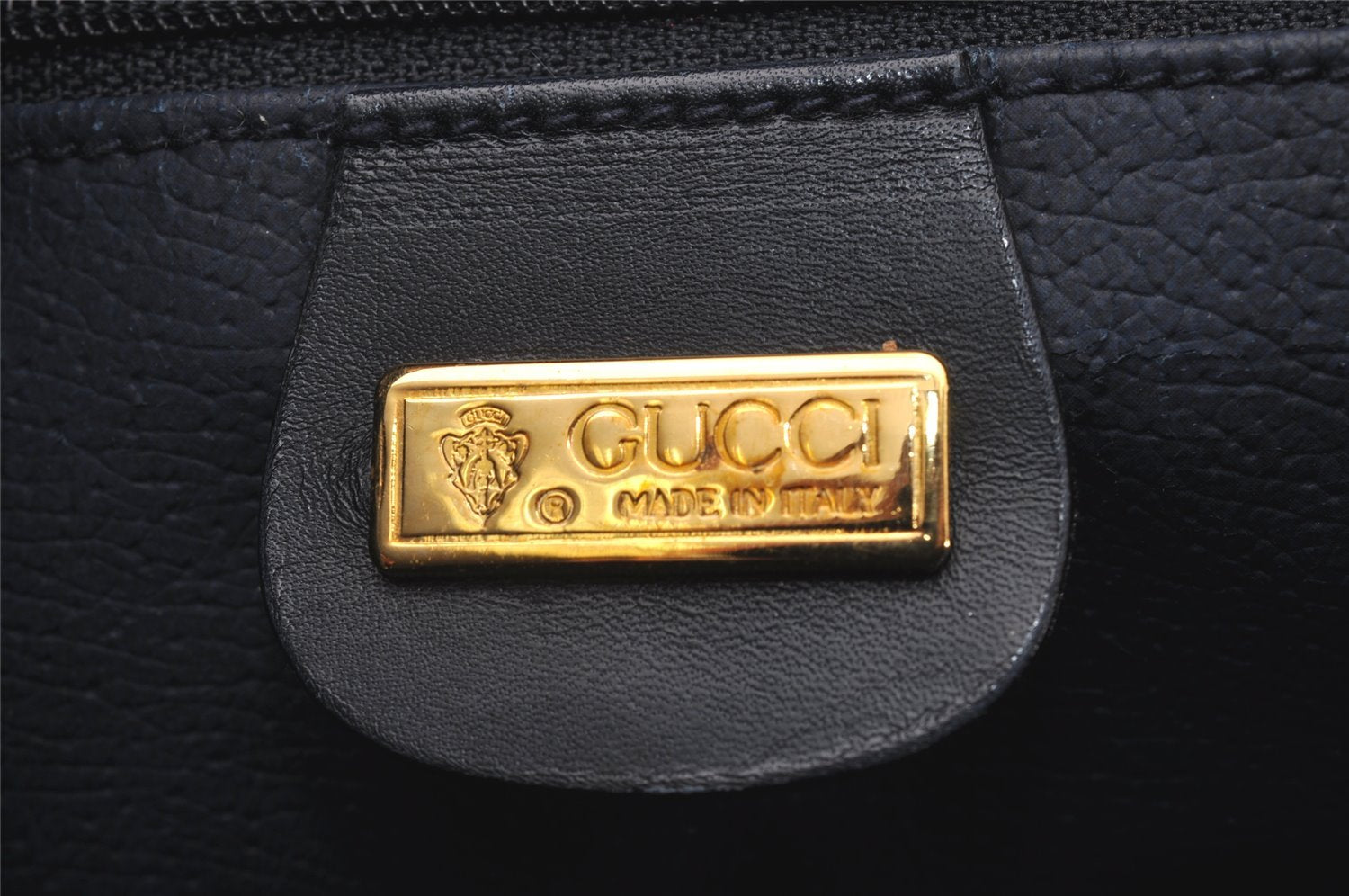 Authentic GUCCI Micro GG PVC Leather 2Way Shoulder Hand Boston Bag Navy 1045I