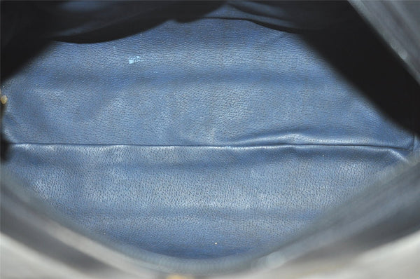 Authentic GUCCI Micro GG PVC Leather 2Way Shoulder Hand Boston Bag Navy 1045I