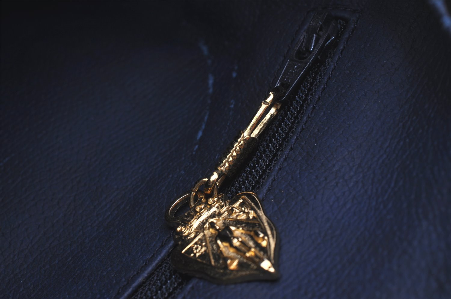 Authentic GUCCI Micro GG PVC Leather 2Way Shoulder Hand Boston Bag Navy 1045I