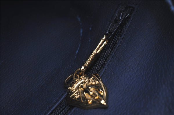 Authentic GUCCI Micro GG PVC Leather 2Way Shoulder Hand Boston Bag Navy 1045I