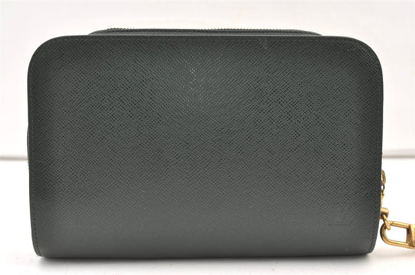 Authentic Louis Vuitton Taiga Baikal Clutch Bag Green M30184 LV 1045K
