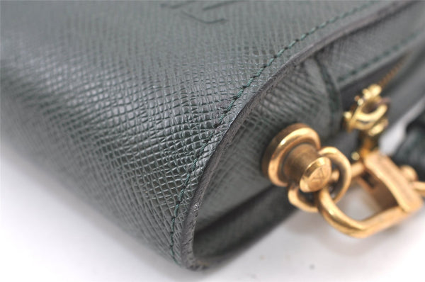 Authentic Louis Vuitton Taiga Baikal Clutch Bag Green M30184 LV 1045K