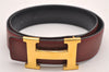 Authentic HERMES Constance Leather Belt Size 70cm 27.6" Bordeaux Navy 1047J