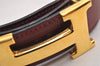 Authentic HERMES Constance Leather Belt Size 70cm 27.6" Bordeaux Navy 1047J