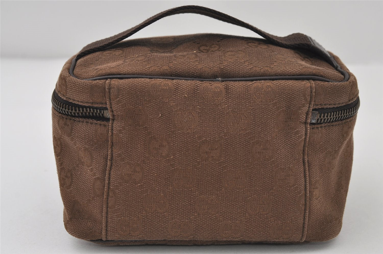 Authentic GUCCI Pouch Hand Bag Purse GG Canvas Leather 106646 Brown 1048J