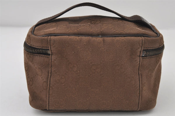 Authentic GUCCI Pouch Hand Bag Purse GG Canvas Leather 106646 Brown 1048J