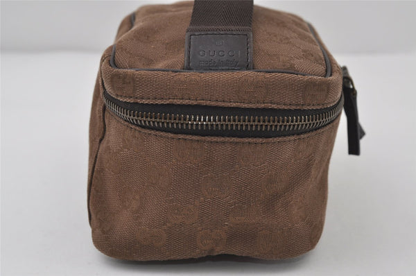 Authentic GUCCI Pouch Hand Bag Purse GG Canvas Leather 106646 Brown 1048J
