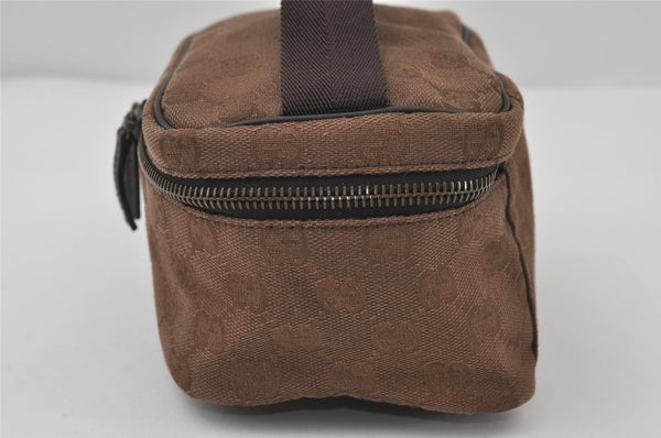 Authentic GUCCI Pouch Hand Bag Purse GG Canvas Leather 106646 Brown 1048J