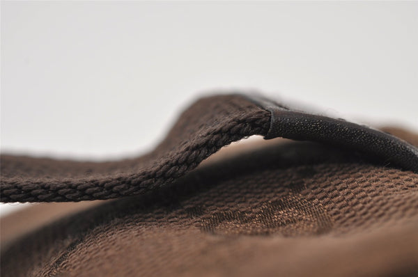 Authentic GUCCI Pouch Hand Bag Purse GG Canvas Leather 106646 Brown 1048J