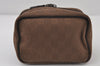 Authentic GUCCI Pouch Hand Bag Purse GG Canvas Leather 106646 Brown 1048J