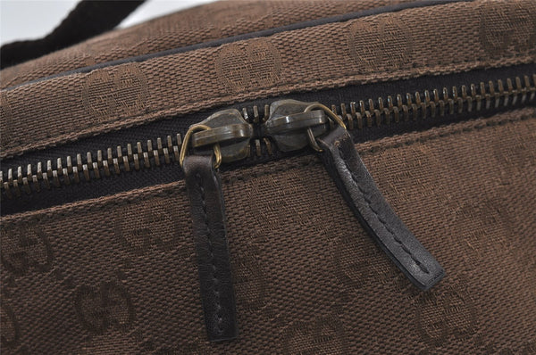 Authentic GUCCI Pouch Hand Bag Purse GG Canvas Leather 106646 Brown 1048J