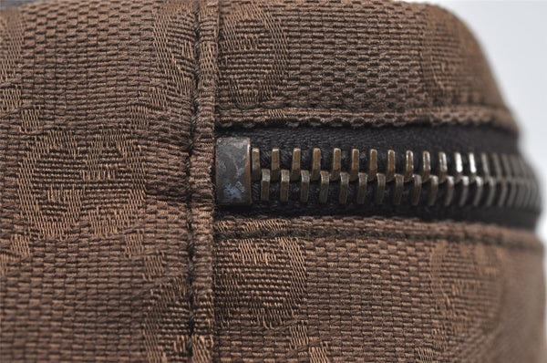 Authentic GUCCI Pouch Hand Bag Purse GG Canvas Leather 106646 Brown 1048J