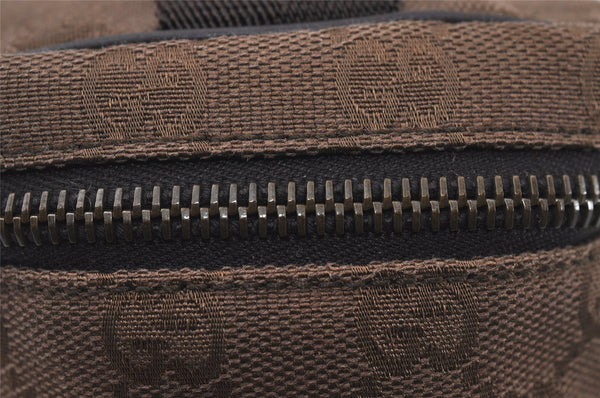 Authentic GUCCI Pouch Hand Bag Purse GG Canvas Leather 106646 Brown 1048J