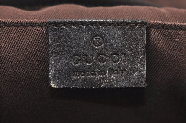 Authentic GUCCI Pouch Hand Bag Purse GG Canvas Leather 106646 Brown 1048J