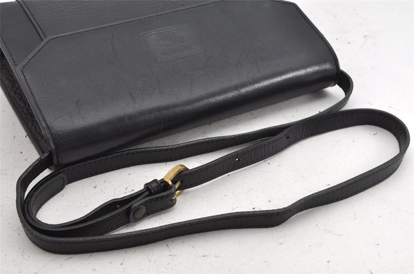 Authentic Burberrys Vintage Leather Shoulder Cross Body Bag Purse Black 1048K