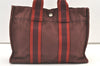 Authentic HERMES Vintage Fourre Tout PM Hand Tote Bag Purse Canvas Brown 1049K