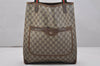 Authentic GUCCI Web Sherry Line Shoulder Tote Bag GG PVC Leather Brown 1050K