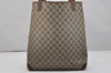 Authentic GUCCI Web Sherry Line Shoulder Tote Bag GG PVC Leather Brown 1050K