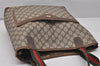 Authentic GUCCI Web Sherry Line Shoulder Tote Bag GG PVC Leather Brown 1050K
