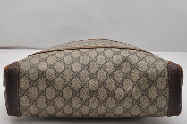 Authentic GUCCI Web Sherry Line Shoulder Tote Bag GG PVC Leather Brown 1050K