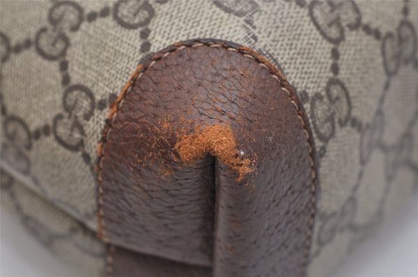 Authentic GUCCI Web Sherry Line Shoulder Tote Bag GG PVC Leather Brown 1050K