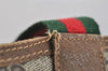 Authentic GUCCI Web Sherry Line Shoulder Tote Bag GG PVC Leather Brown 1050K