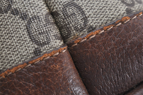 Authentic GUCCI Web Sherry Line Shoulder Tote Bag GG PVC Leather Brown 1050K