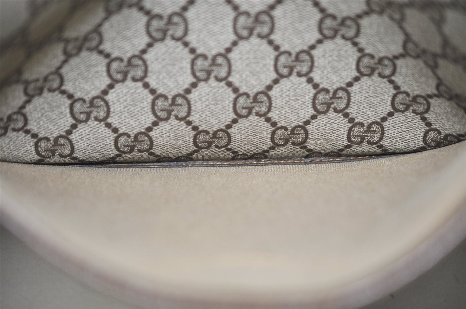 Authentic GUCCI Web Sherry Line Shoulder Tote Bag GG PVC Leather Brown 1050K