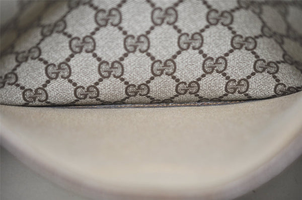 Authentic GUCCI Web Sherry Line Shoulder Tote Bag GG PVC Leather Brown 1050K