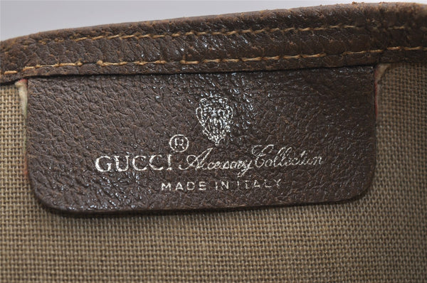 Authentic GUCCI Web Sherry Line Shoulder Tote Bag GG PVC Leather Brown 1050K