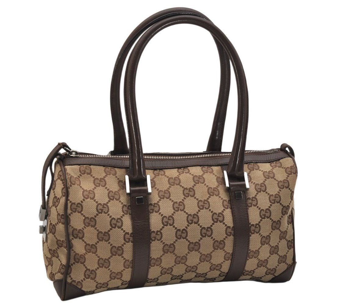 Authentic GUCCI Shoulder Hand Bag Purse GG Canvas Leather 30458 Brown 1051K