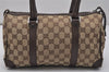 Authentic GUCCI Shoulder Hand Bag Purse GG Canvas Leather 30458 Brown 1051K