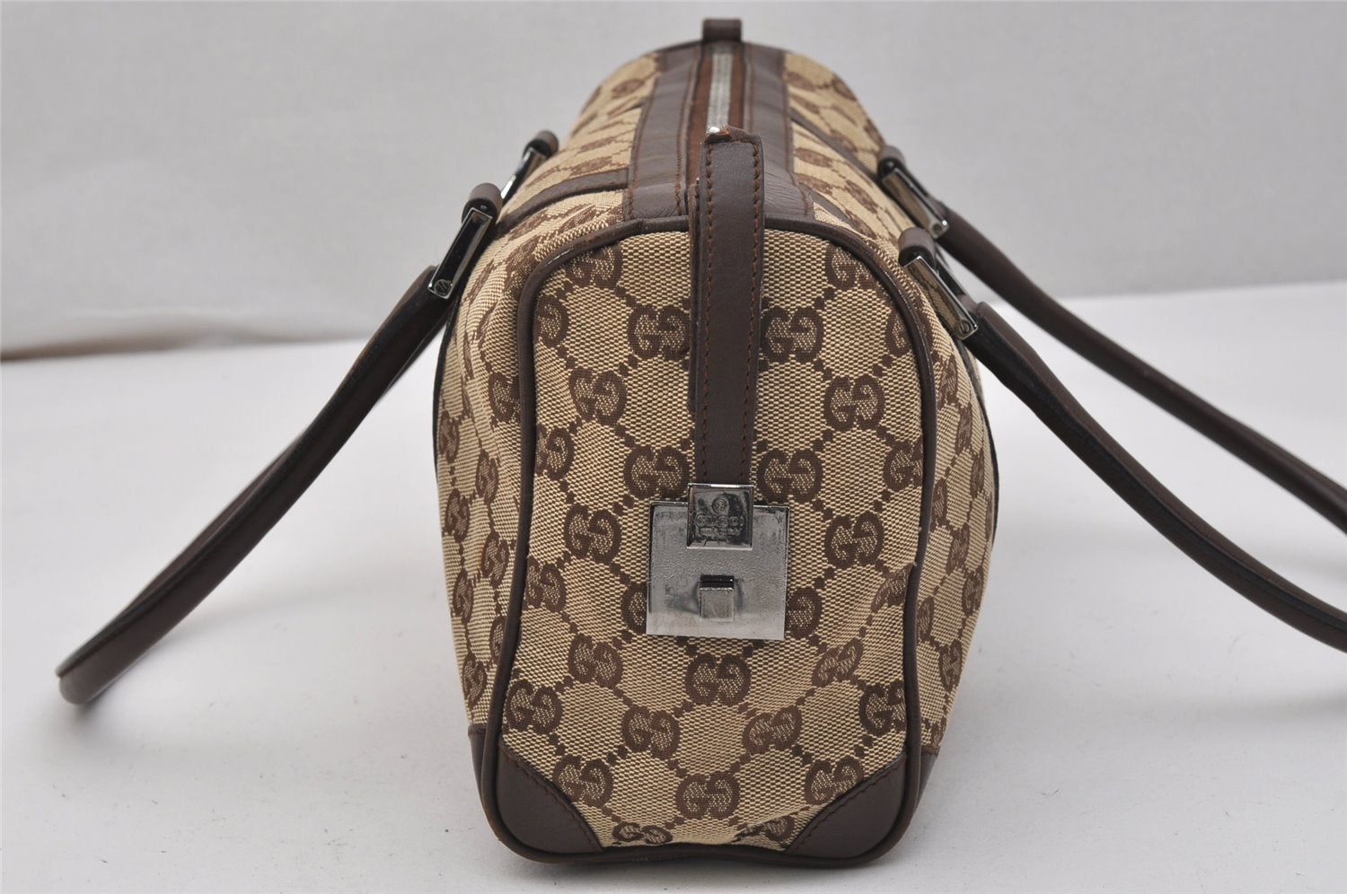 Authentic GUCCI Shoulder Hand Bag Purse GG Canvas Leather 30458 Brown 1051K