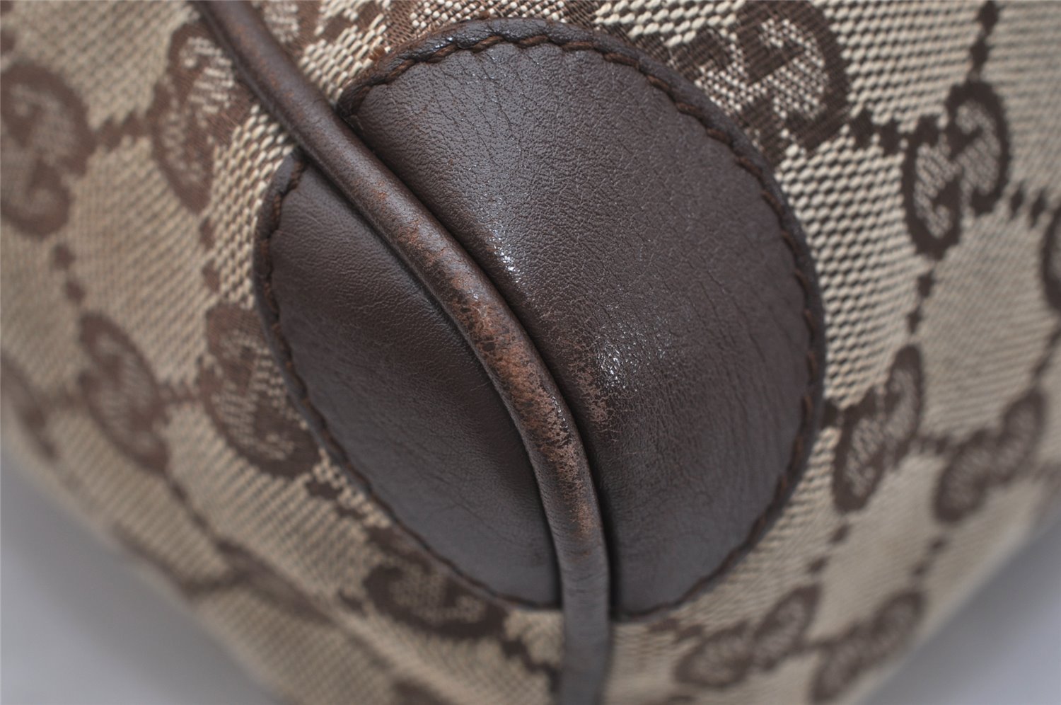 Authentic GUCCI Shoulder Hand Bag Purse GG Canvas Leather 30458 Brown 1051K