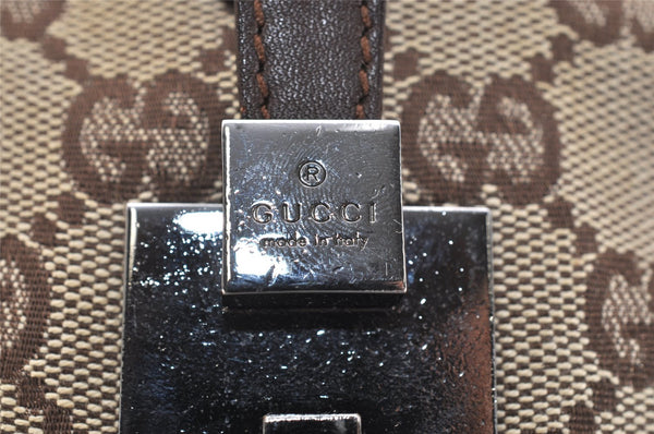 Authentic GUCCI Shoulder Hand Bag Purse GG Canvas Leather 30458 Brown 1051K