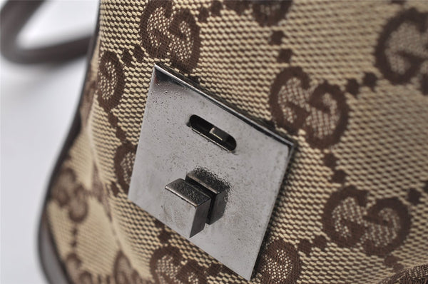 Authentic GUCCI Shoulder Hand Bag Purse GG Canvas Leather 30458 Brown 1051K