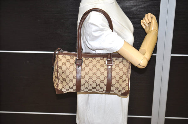 Authentic GUCCI Shoulder Hand Bag Purse GG Canvas Leather 30458 Brown 1051K