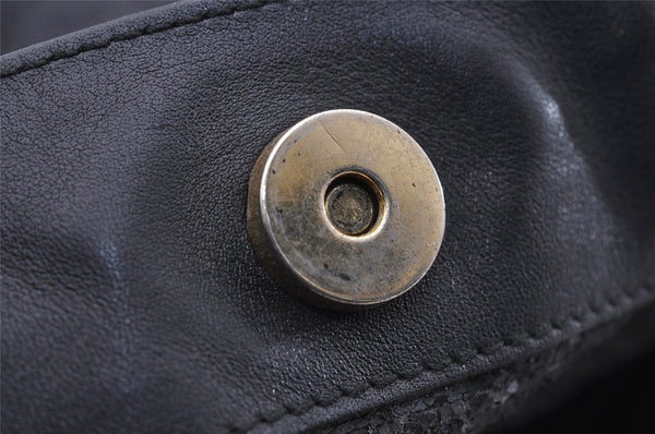 Authentic GUCCI Vintage Bamboo 2Way Shoulder Bag Leather Black Junk 1052I