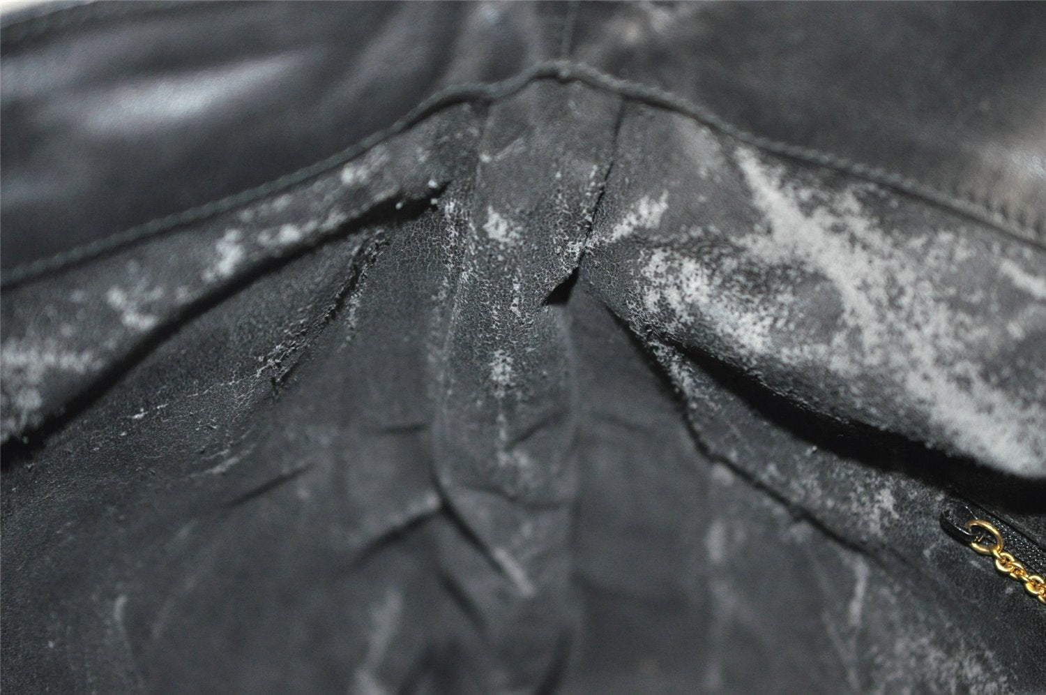 Authentic GUCCI Vintage Bamboo 2Way Shoulder Bag Leather Black Junk 1052I