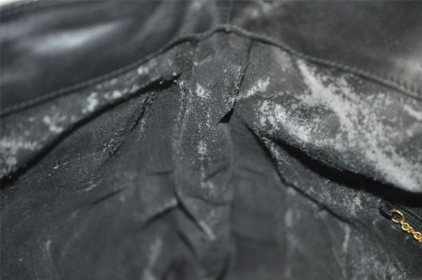 Authentic GUCCI Vintage Bamboo 2Way Shoulder Bag Leather Black Junk 1052I