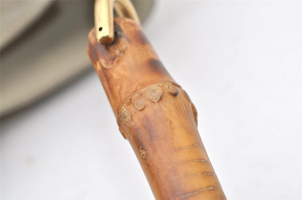 Authentic GUCCI Bamboo 2Way Shoulder Hand Bag Suede Leather White Junk 1052J