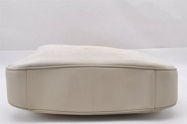 Authentic GUCCI Bamboo 2Way Shoulder Hand Bag Suede Leather White Junk 1052J